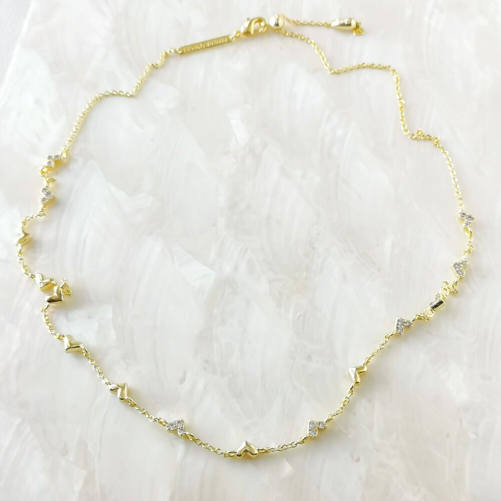 Kendra Scott Haven Heart Necklace Gold Crystal Adjustable - Picture 2 of 3